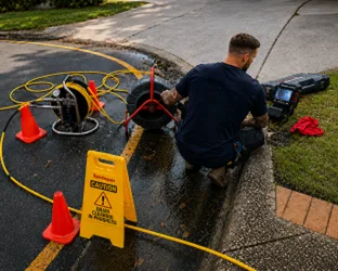 Plumber inspecting a blocked drain in Clovelly